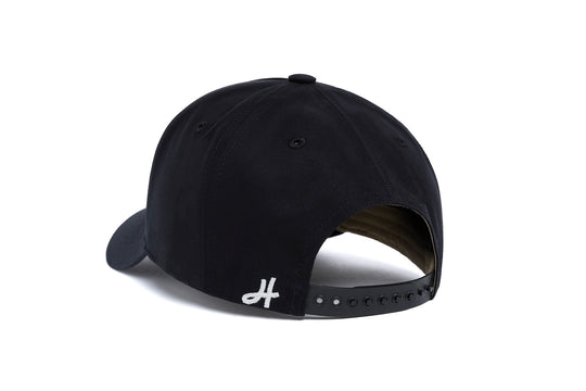 Clean Black Brushed Twill 5-Panel wool baseball cap