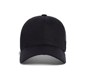 Clean Black Trucker 5-Panel wool baseball cap