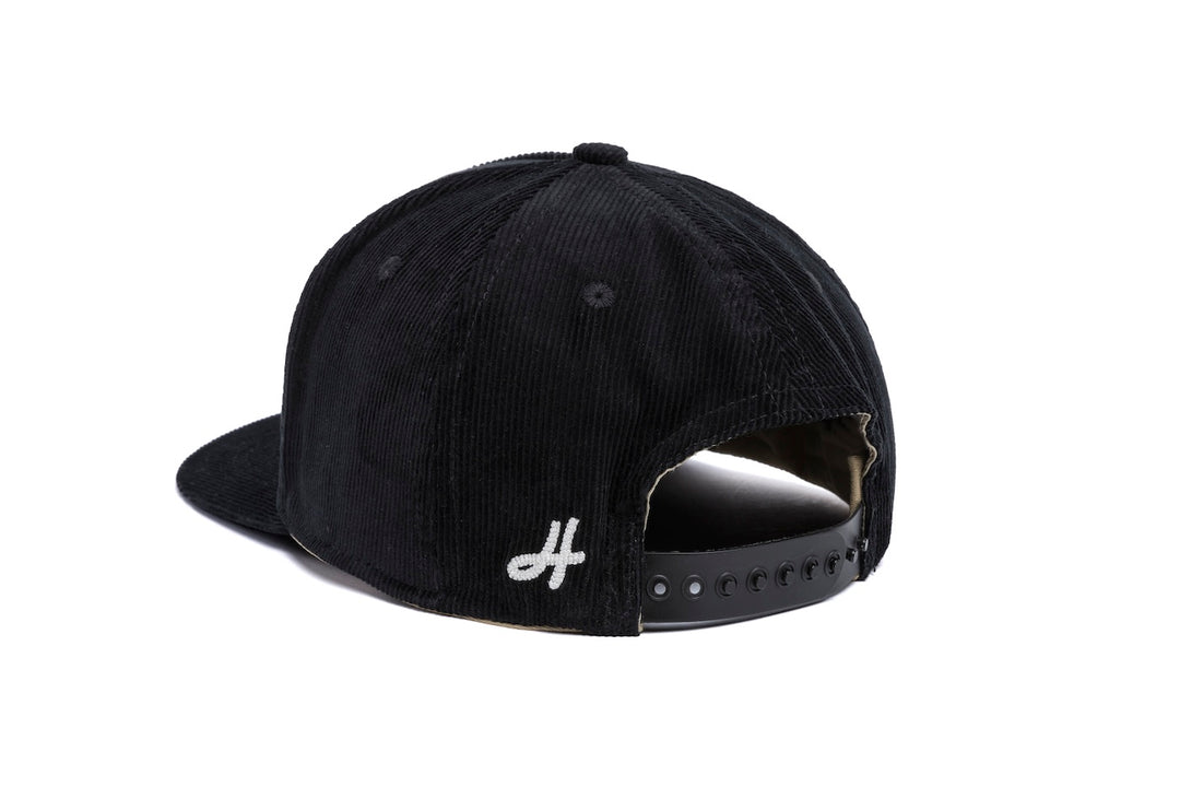 Clean Black 14-Wale Cord 5-Panel wool baseball cap