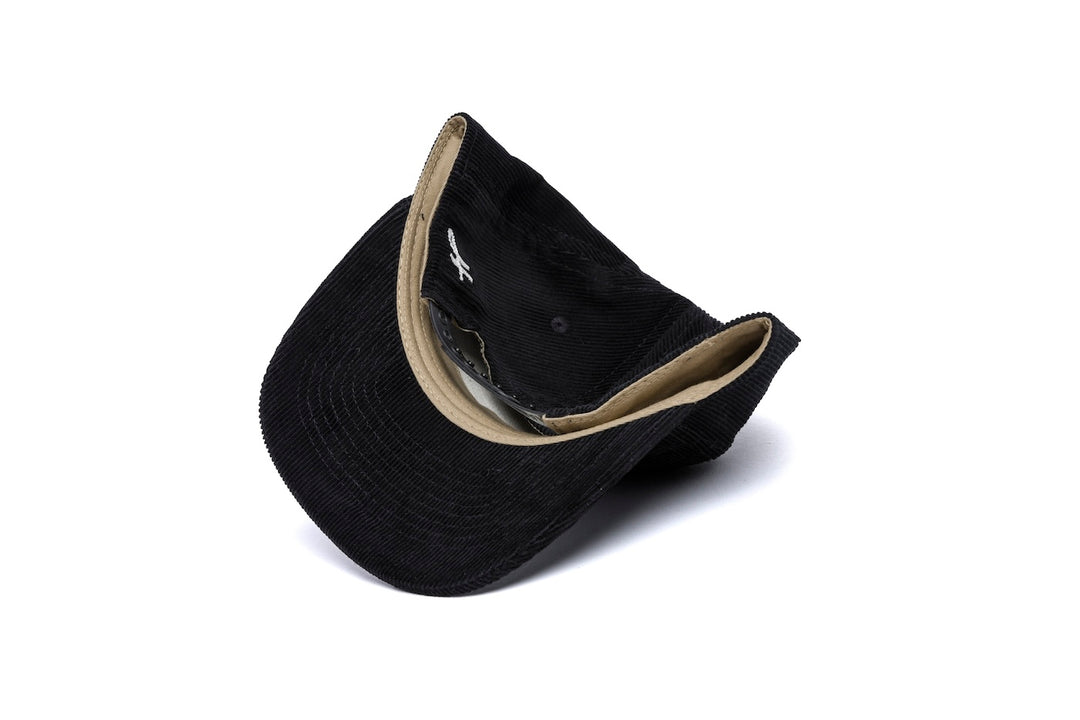 Clean Black 14-Wale Cord 5-Panel wool baseball cap