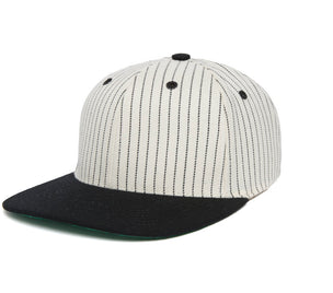 Clean Black Pinstripe Two Tone wool baseball cap