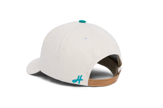 Clean Bone Brushed Twill 5-Panel w/ Leather Strap wool baseball cap